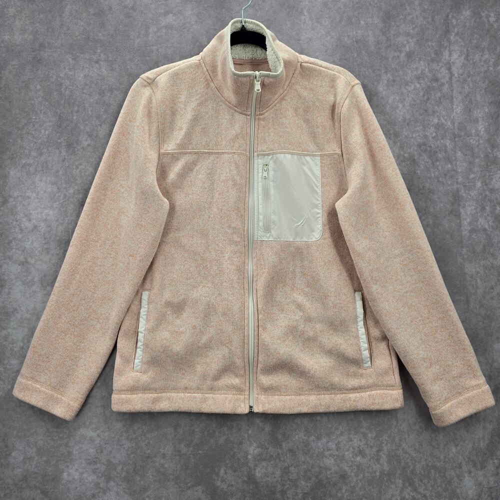 Pink Zipper Long Sleeve Fleece Sweater Coat Jacket‎ Medium